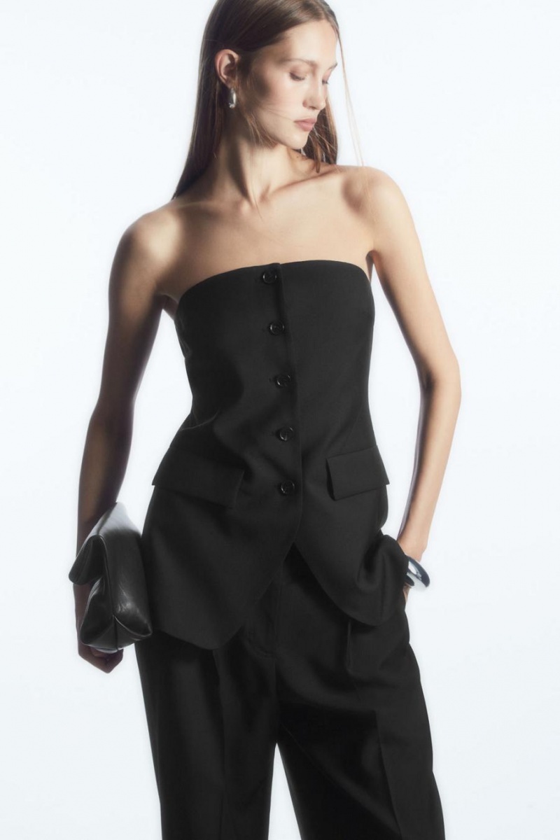 COS Tailored Single-breasted Bustier Női Fekete | DVZ-709263