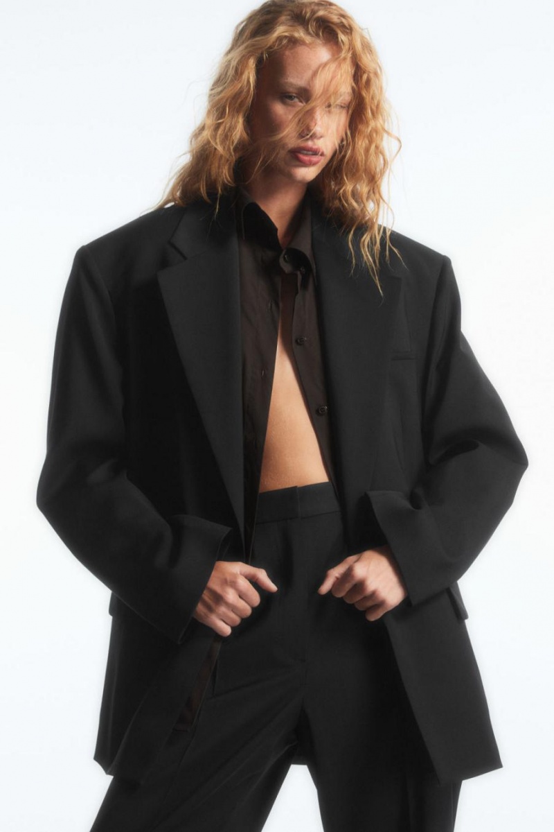 COS Tapered Elasticated Gyapjú Nadrág Női Fekete | GWC-920714