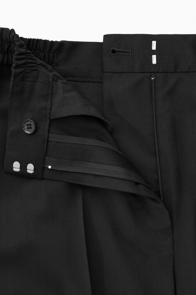 COS Tapered Elasticated Gyapjú Nadrág Női Fekete | GWC-920714