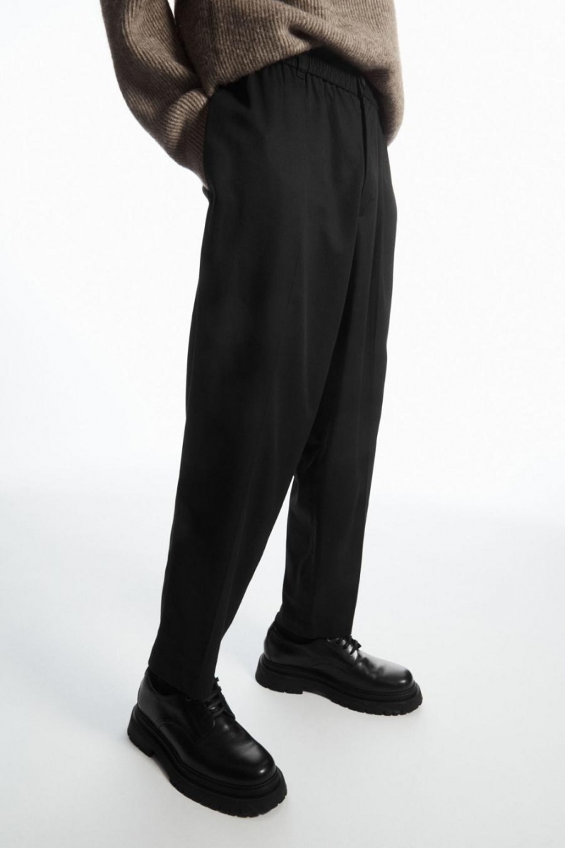 COS Tapered Elasticated Nadrág Férfi Fekete | QHJ-905713