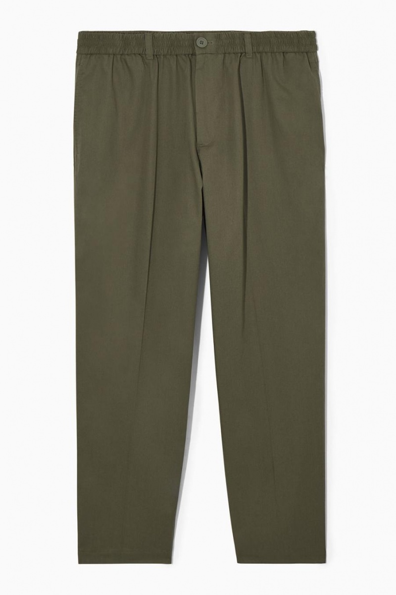 COS Tapered Elasticated Nadrág Férfi Khaki | AJB-485917