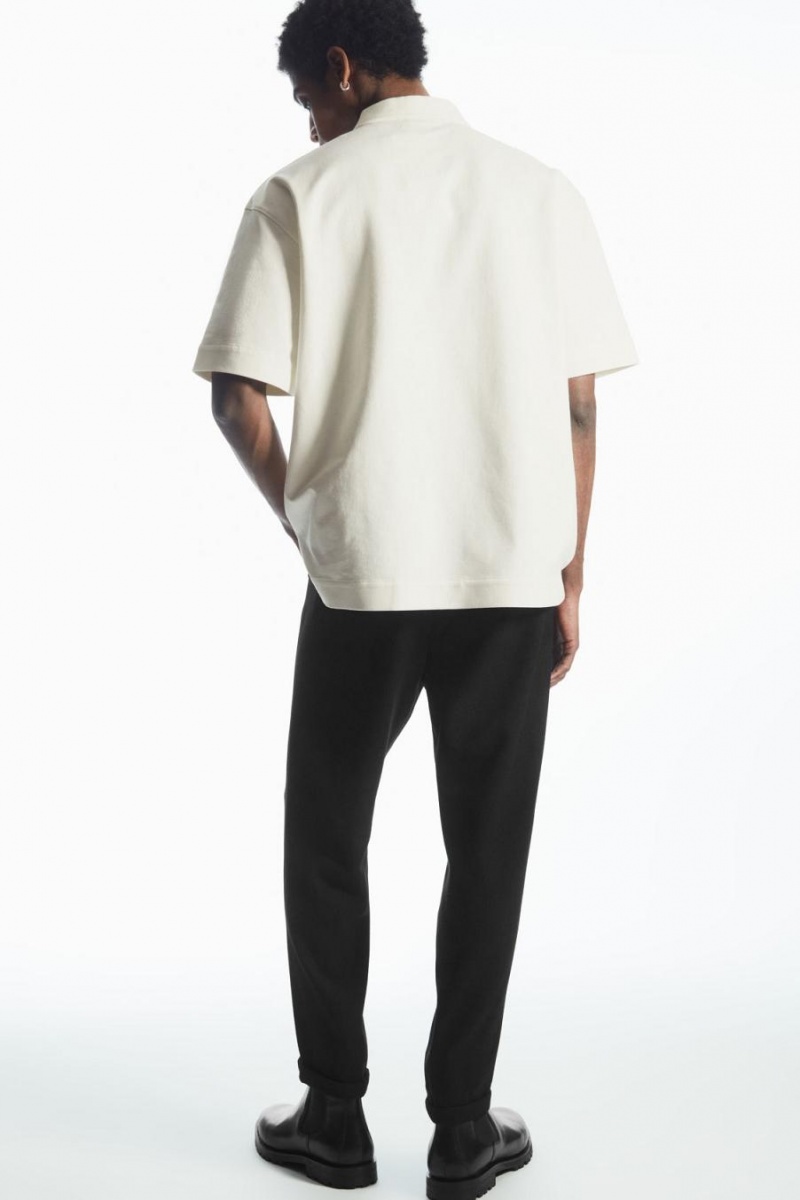 COS Tapered Gyapjú Chinos Nadrág Férfi Fekete | IAR-235789
