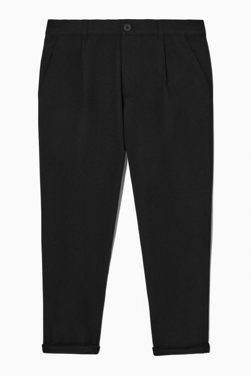 COS Tapered Gyapjú Chinos Nadrág Férfi Fekete | IAR-235789