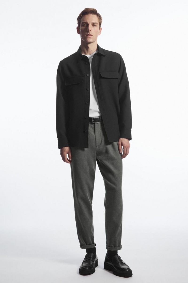 COS Tapered Gyapjú Chinos Nadrág Férfi Szürke | IUB-689410