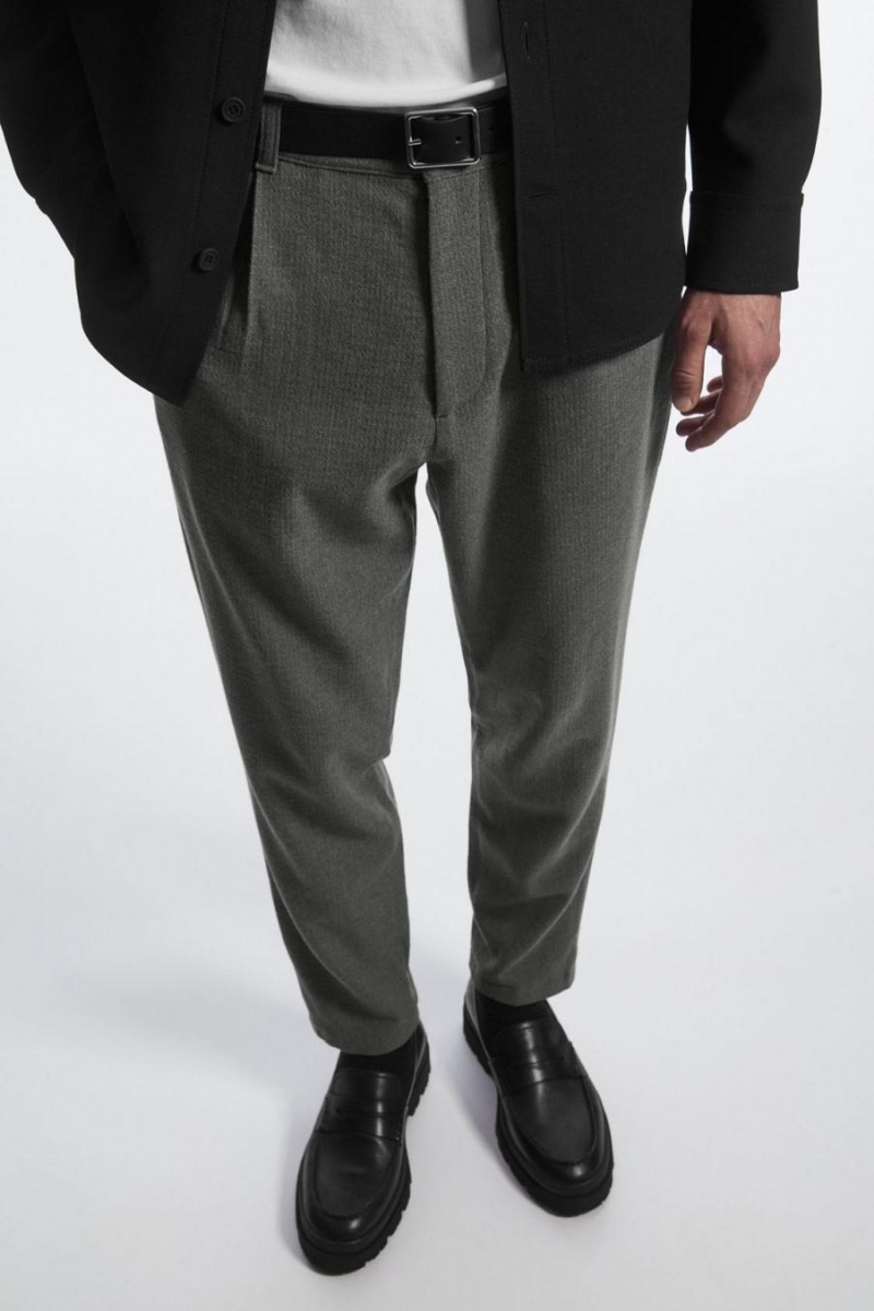 COS Tapered Gyapjú Chinos Nadrág Férfi Szürke | IUB-689410