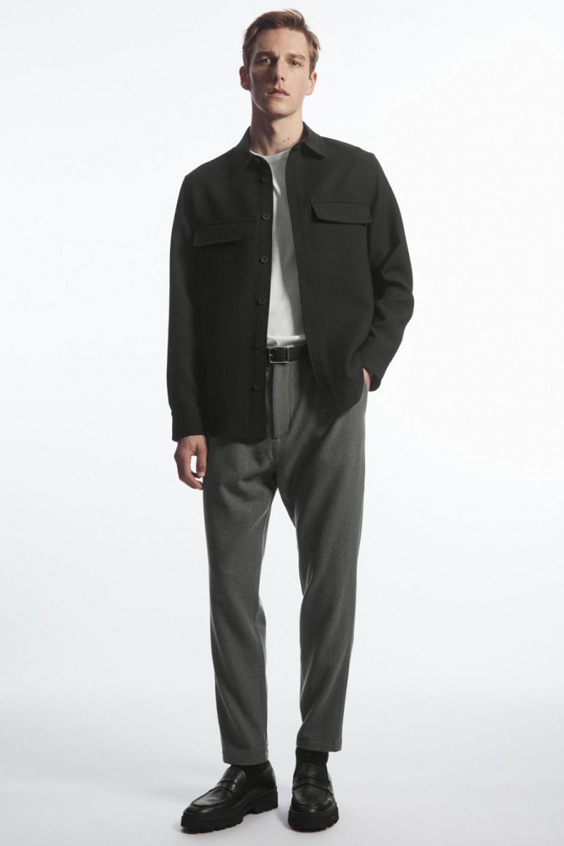 COS Tapered Gyapjú Chinos Nadrág Férfi Szürke | IUB-689410