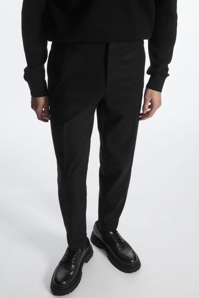 COS Tapered Gyapjú Nadrág Férfi Fekete | KIN-593274