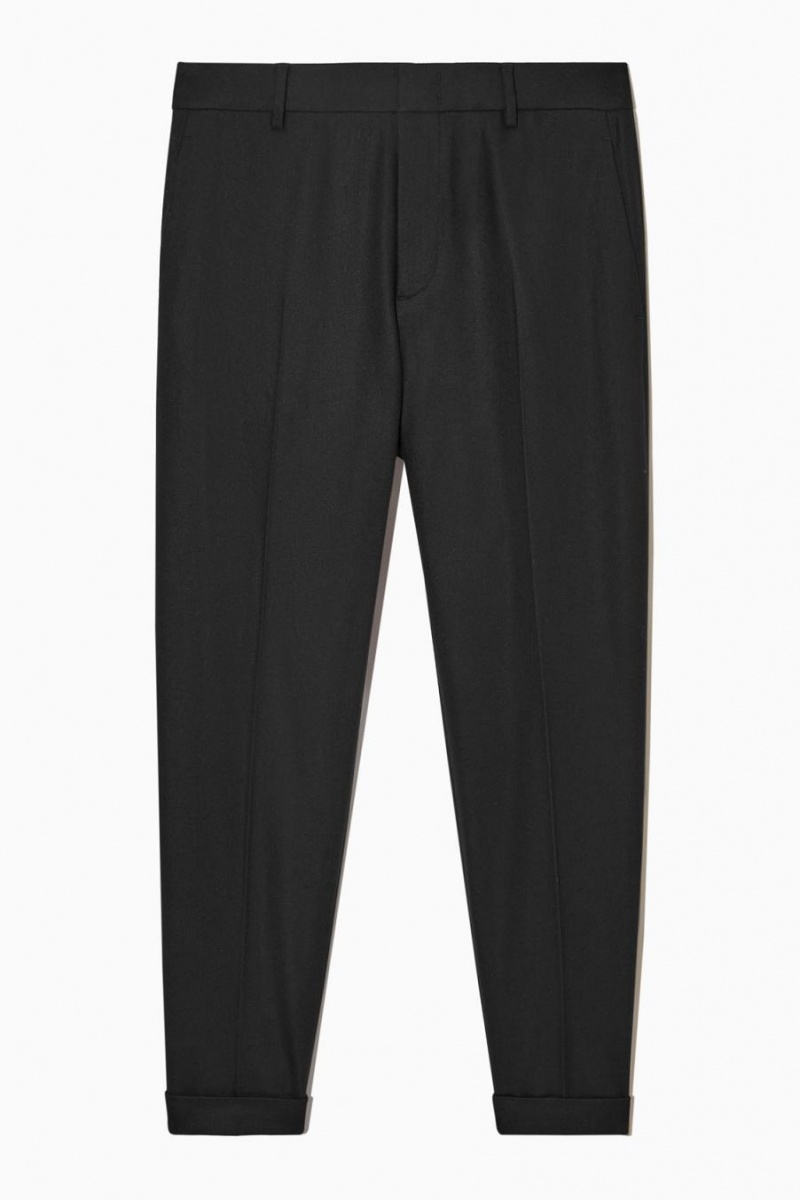 COS Tapered Gyapjú Nadrág Férfi Fekete | KIN-593274