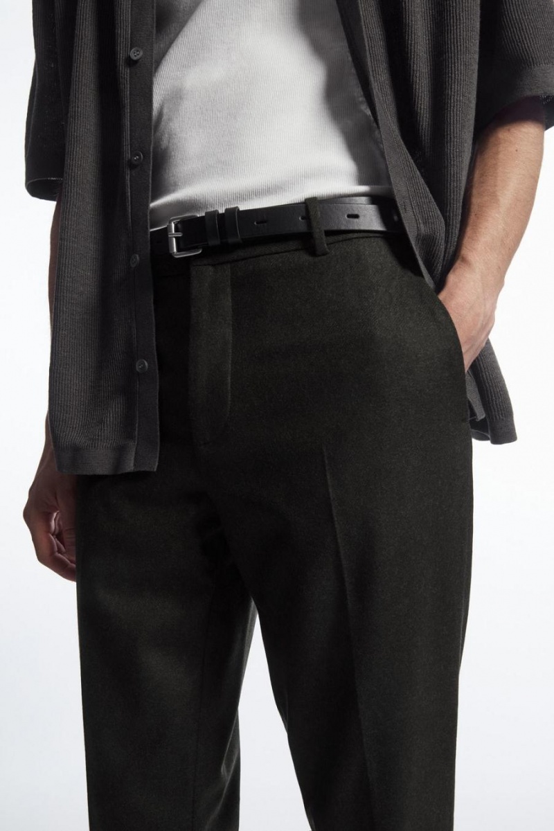 COS Tapered Gyapjú Nadrág Férfi Sötétzöld | TSL-469325