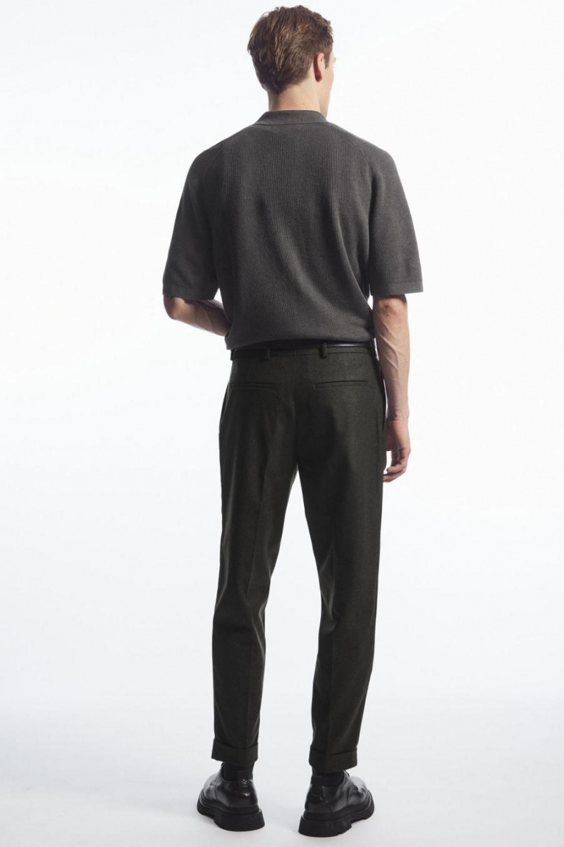 COS Tapered Gyapjú Nadrág Férfi Sötétzöld | TSL-469325