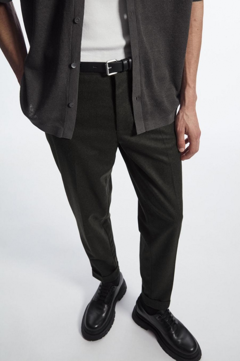 COS Tapered Gyapjú Nadrág Férfi Sötétzöld | TSL-469325