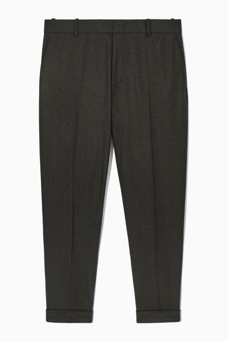 COS Tapered Gyapjú Nadrág Férfi Sötétzöld | TSL-469325
