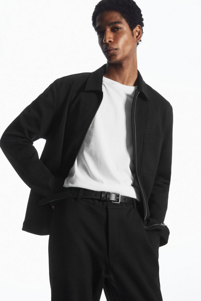 COS Tapered Pamut-jersey Nadrág Férfi Fekete | AUW-529840