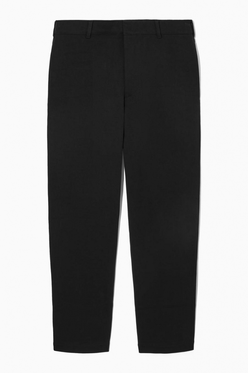 COS Tapered Pamut-jersey Nadrág Férfi Fekete | AUW-529840