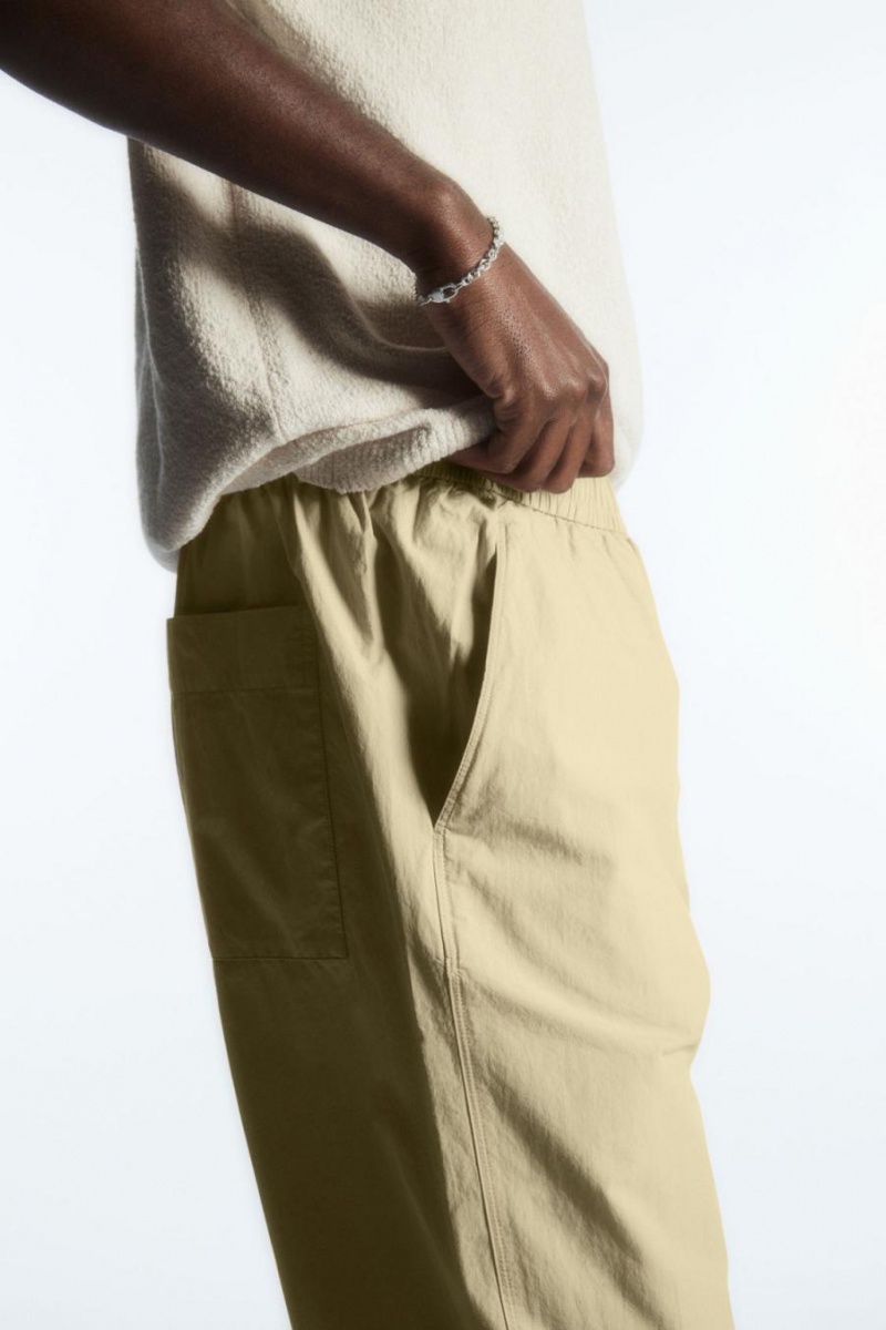 COS Tapered Poplin Pull-on Nadrág Férfi Bézs | TLJ-987653