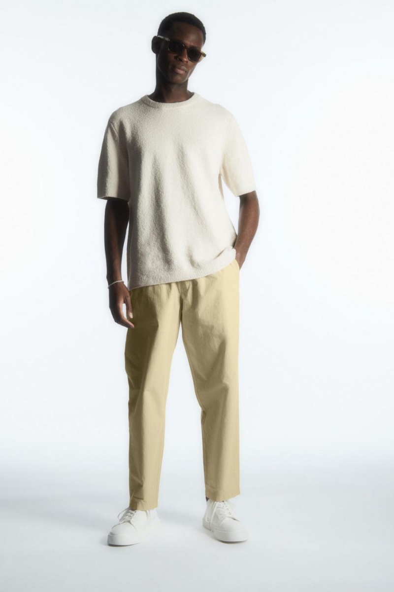 COS Tapered Poplin Pull-on Nadrág Férfi Bézs | TLJ-987653