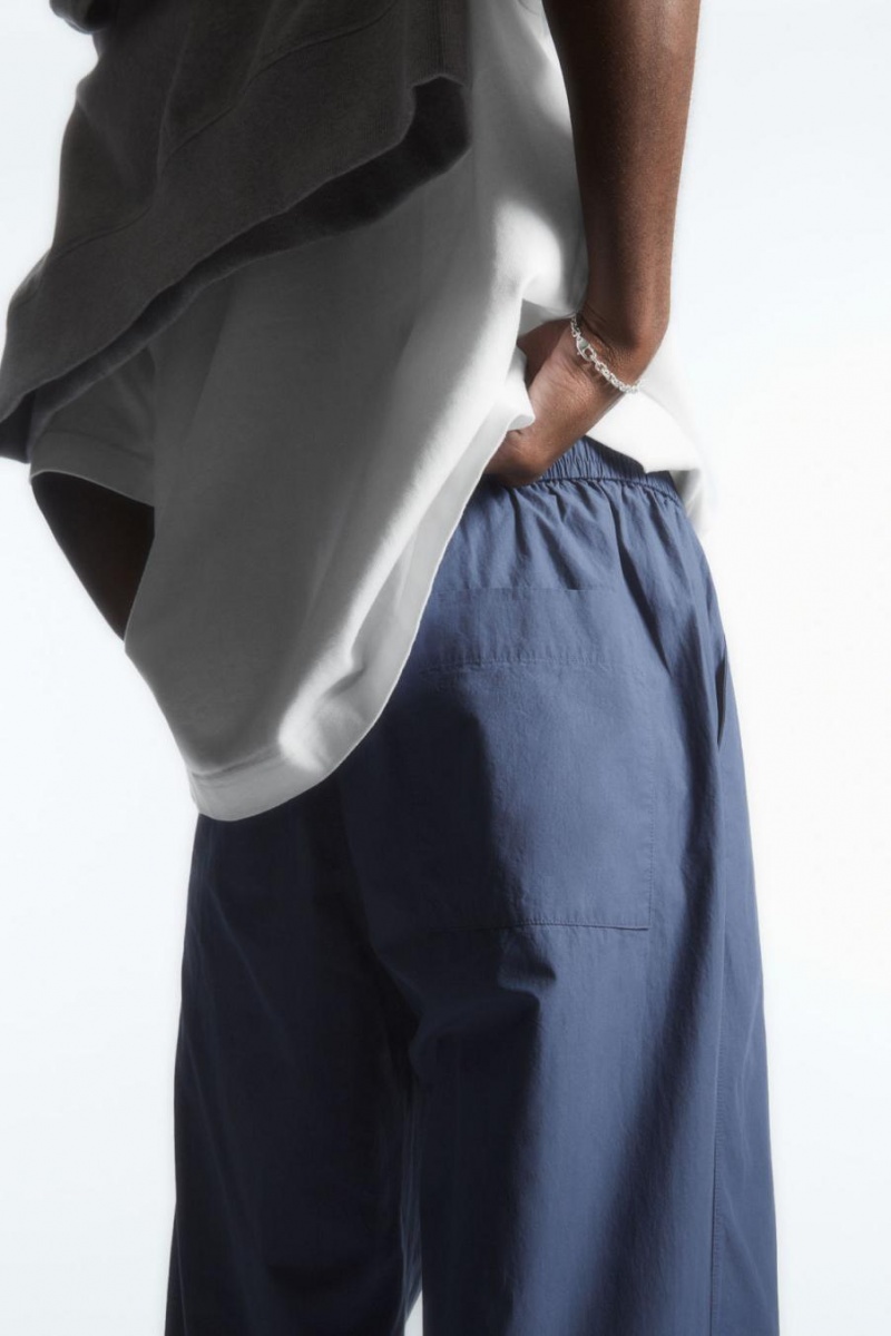COS Tapered Poplin Pull-on Nadrág Férfi Kék | COJ-453098
