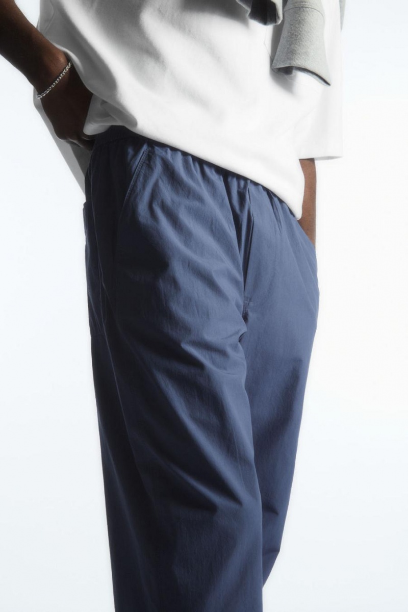 COS Tapered Poplin Pull-on Nadrág Férfi Kék | COJ-453098