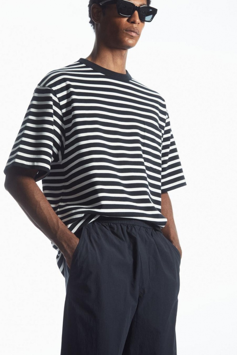 COS Tapered Poplin Pull-on Nadrág Férfi Sötétkék | LKV-624013