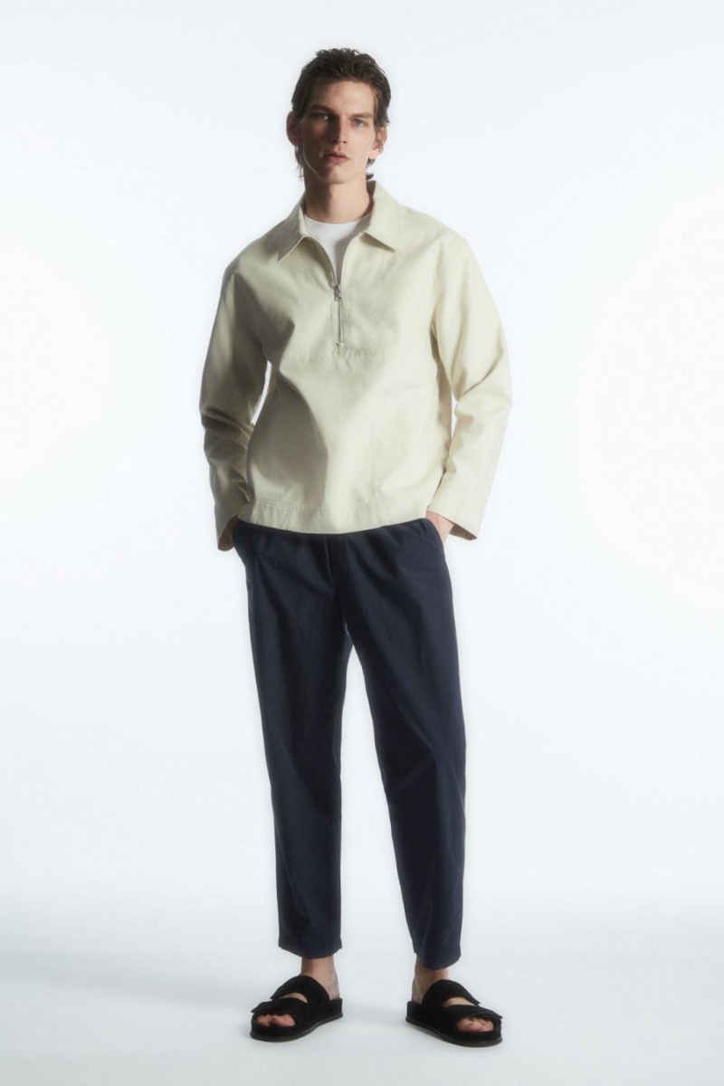 COS Tapered Poplin Pull-on Nadrág Férfi Sötétkék | LKV-624013