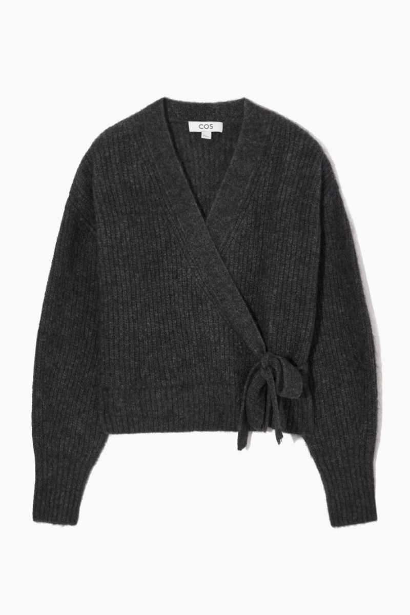 COS Textured Alpaca-blend Wrap Kardigán Női Sötétszürke | AOQ-817920