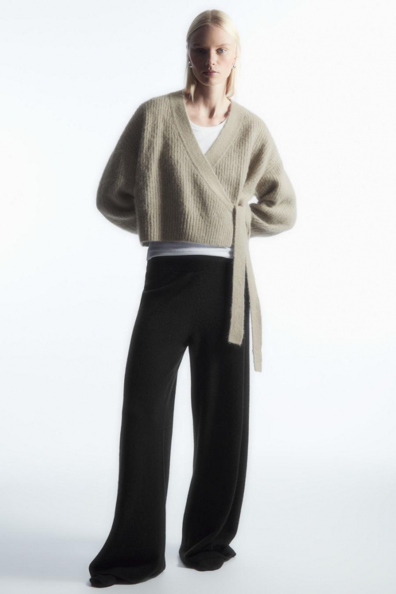 COS Textured Alpaca-blend Wrap Kardigán Női Bézs | KTS-638214