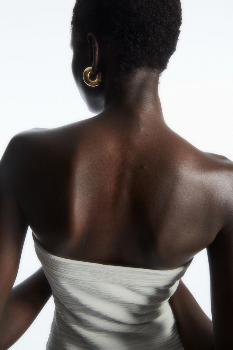 COS Textured Bandeau Felső Női Fehér | TNR-604972