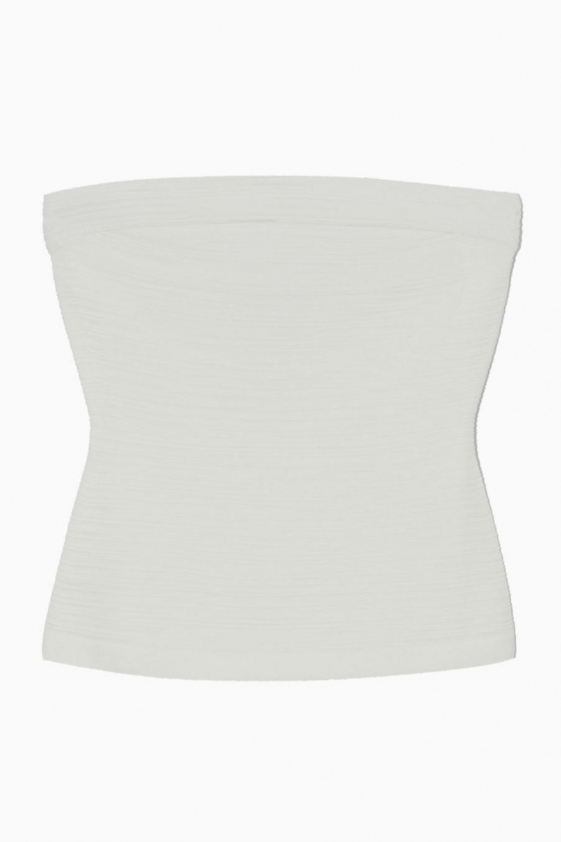 COS Textured Bandeau Felső Női Fehér | TNR-604972