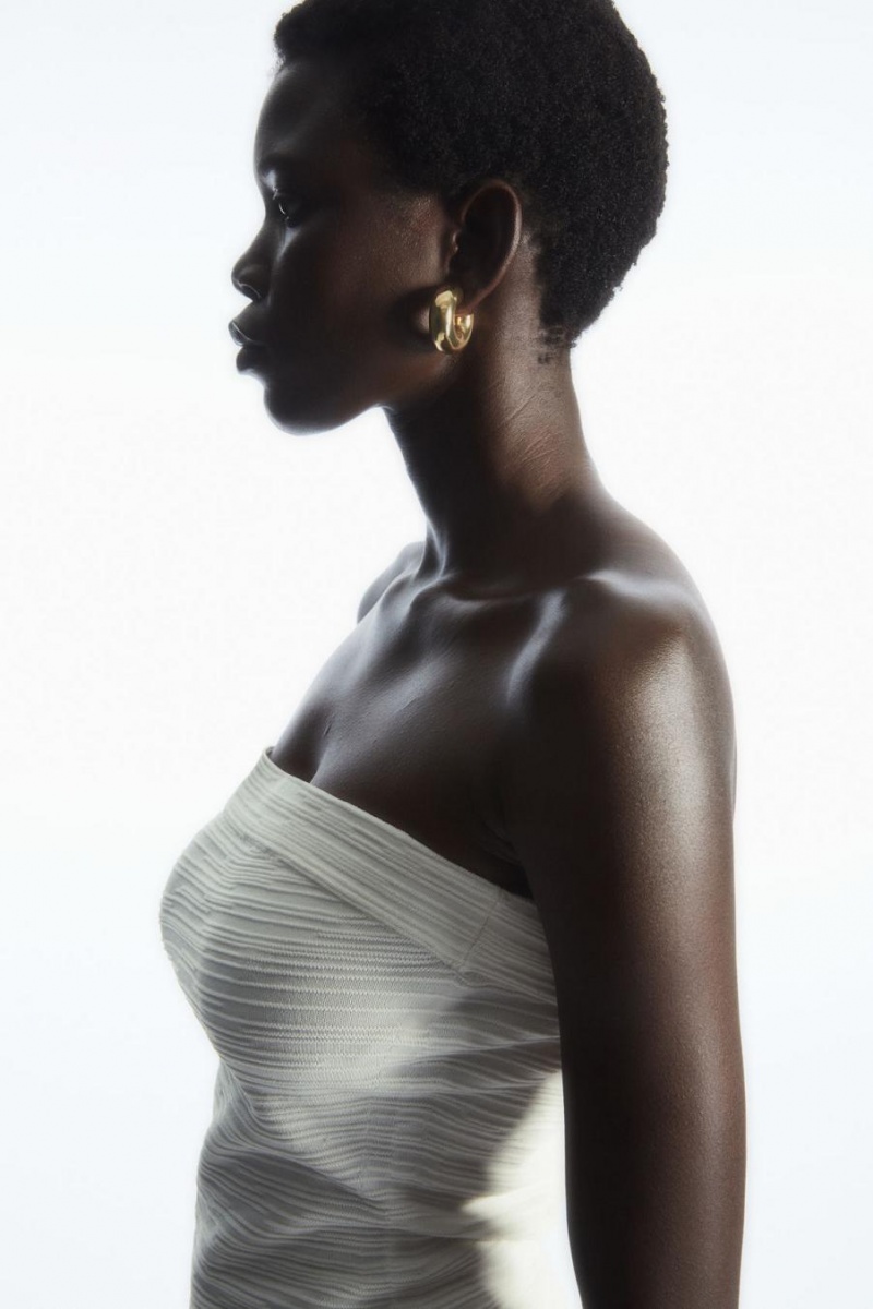 COS Textured Bandeau Felső Női Fehér | TNR-604972