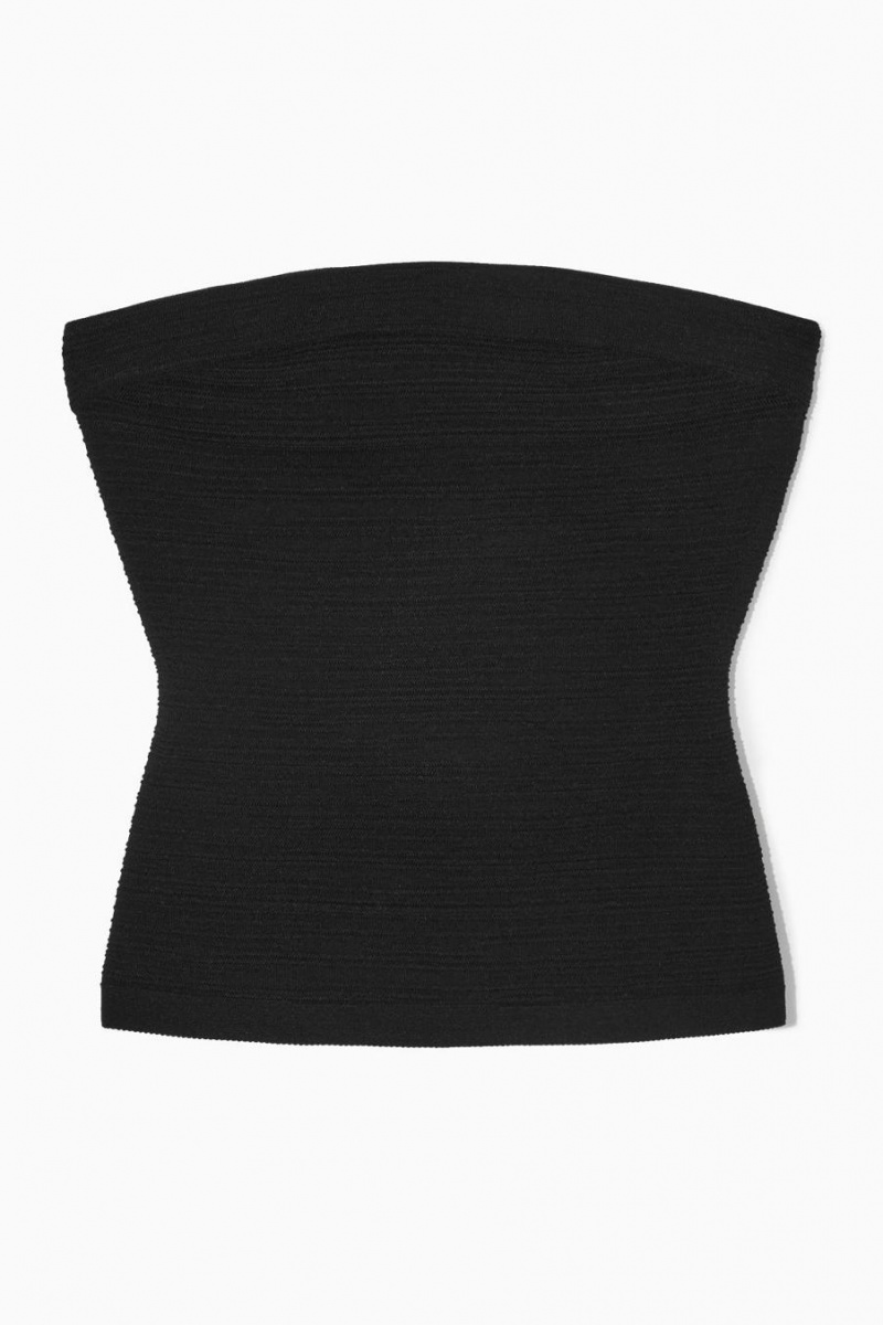 COS Textured Bandeau Felső Női Fekete | PJI-079184