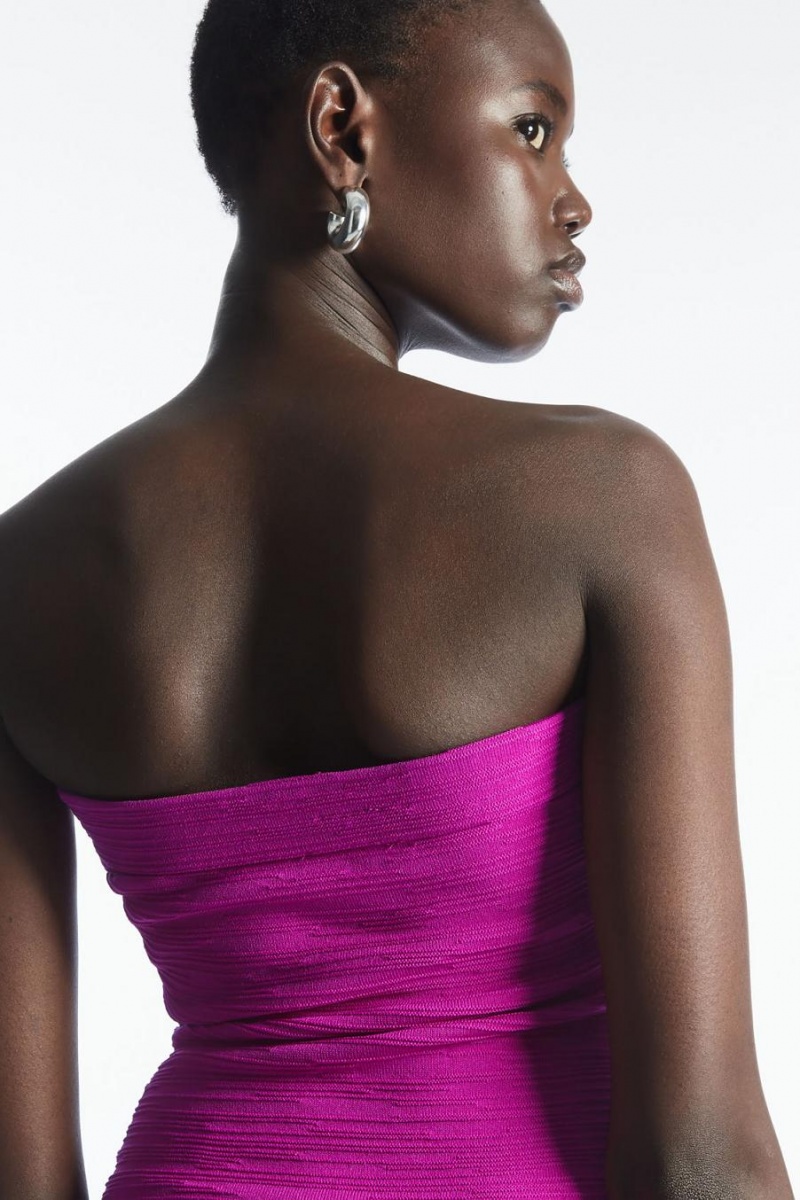 COS Textured Bandeau Felső Női Lila | IBY-912786