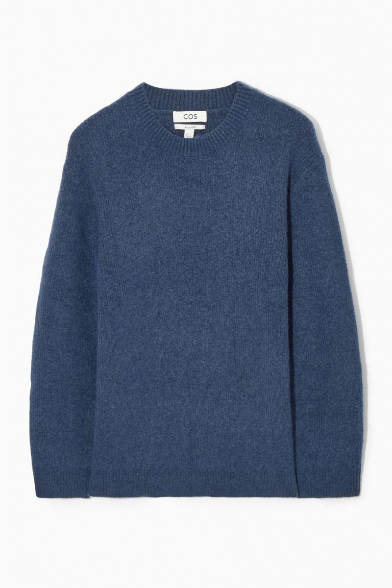 COS Textured Gyapjú-blend Jumpers Férfi Sötétkék | TAG-479216