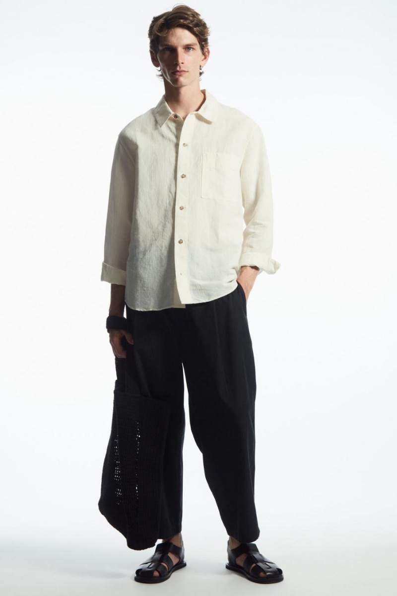 COS Textured Linen-blend Ing Férfi Fehér | FPM-034297