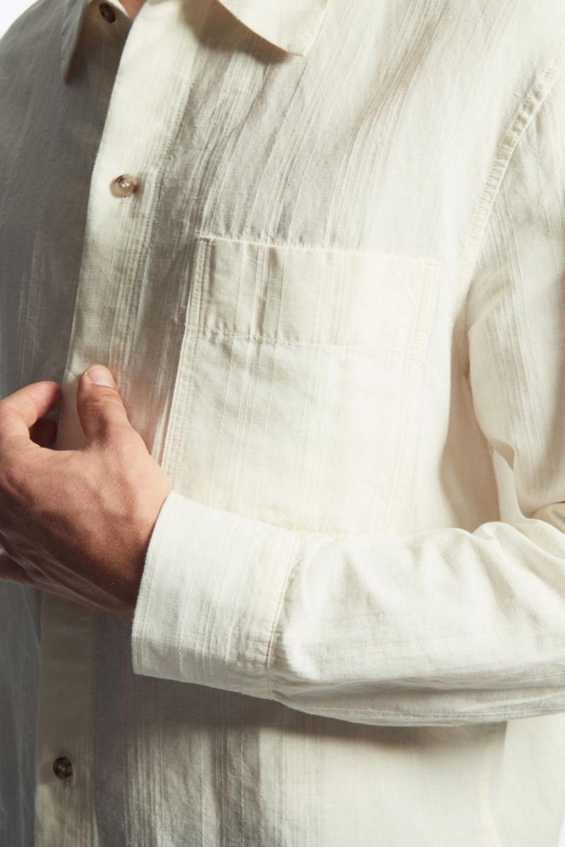 COS Textured Linen-blend Ing Férfi Fehér | FPM-034297