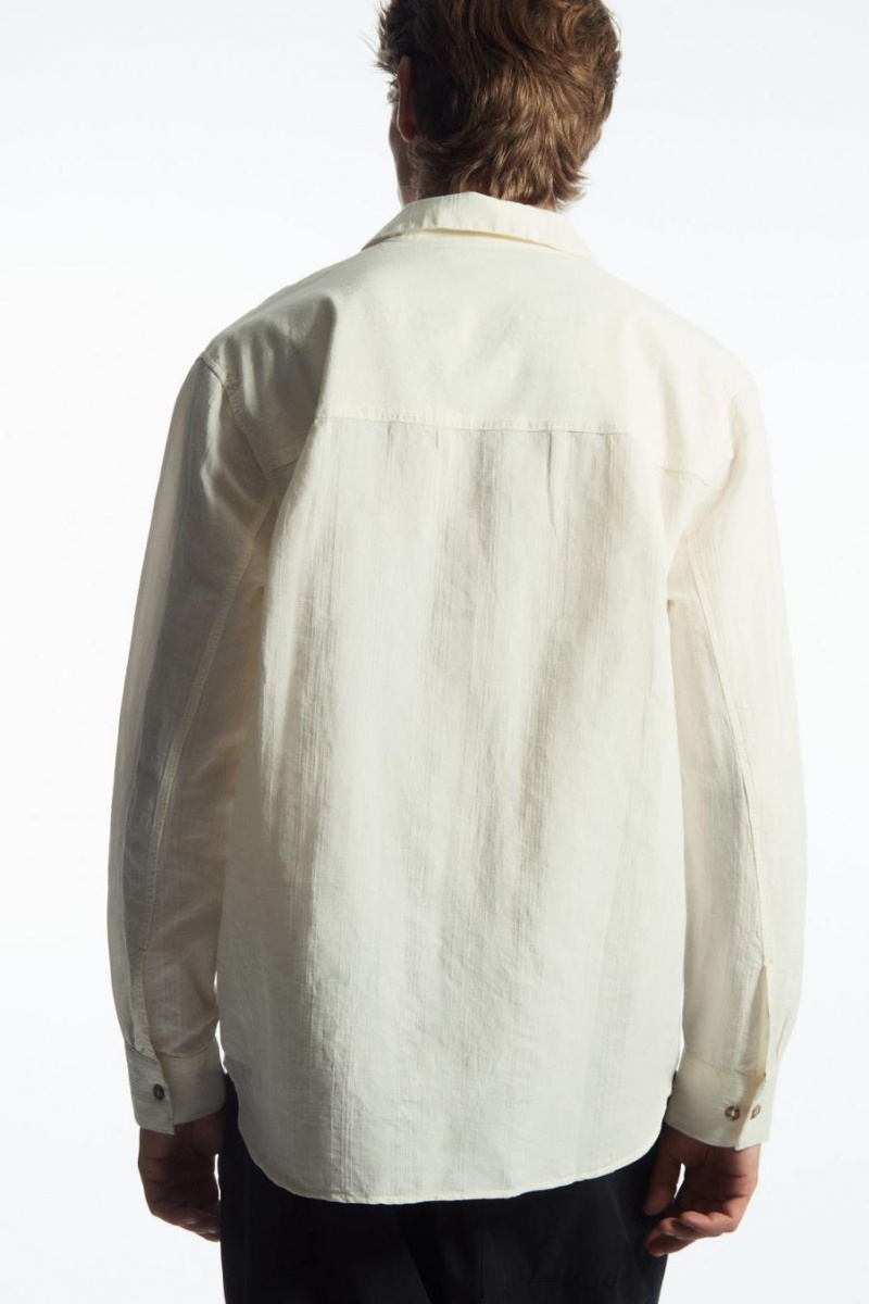 COS Textured Linen-blend Ing Férfi Fehér | FPM-034297