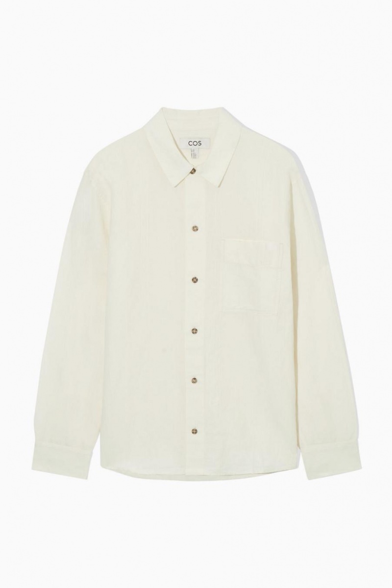 COS Textured Linen-blend Ing Férfi Fehér | FPM-034297