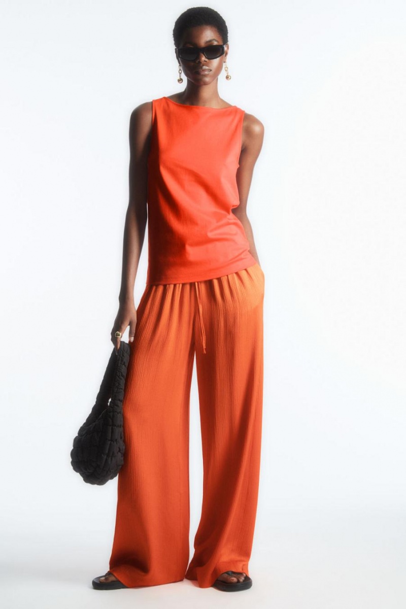 COS Textured Széles Cipő-leg Drawstring Nadrág Női Világos Narancssárga | ZCN-215890