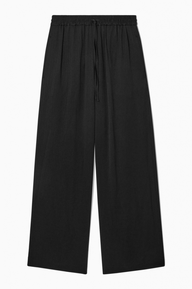 COS Textured Széles Cipő-leg Drawstring Nadrág Női Fekete | LHZ-465720