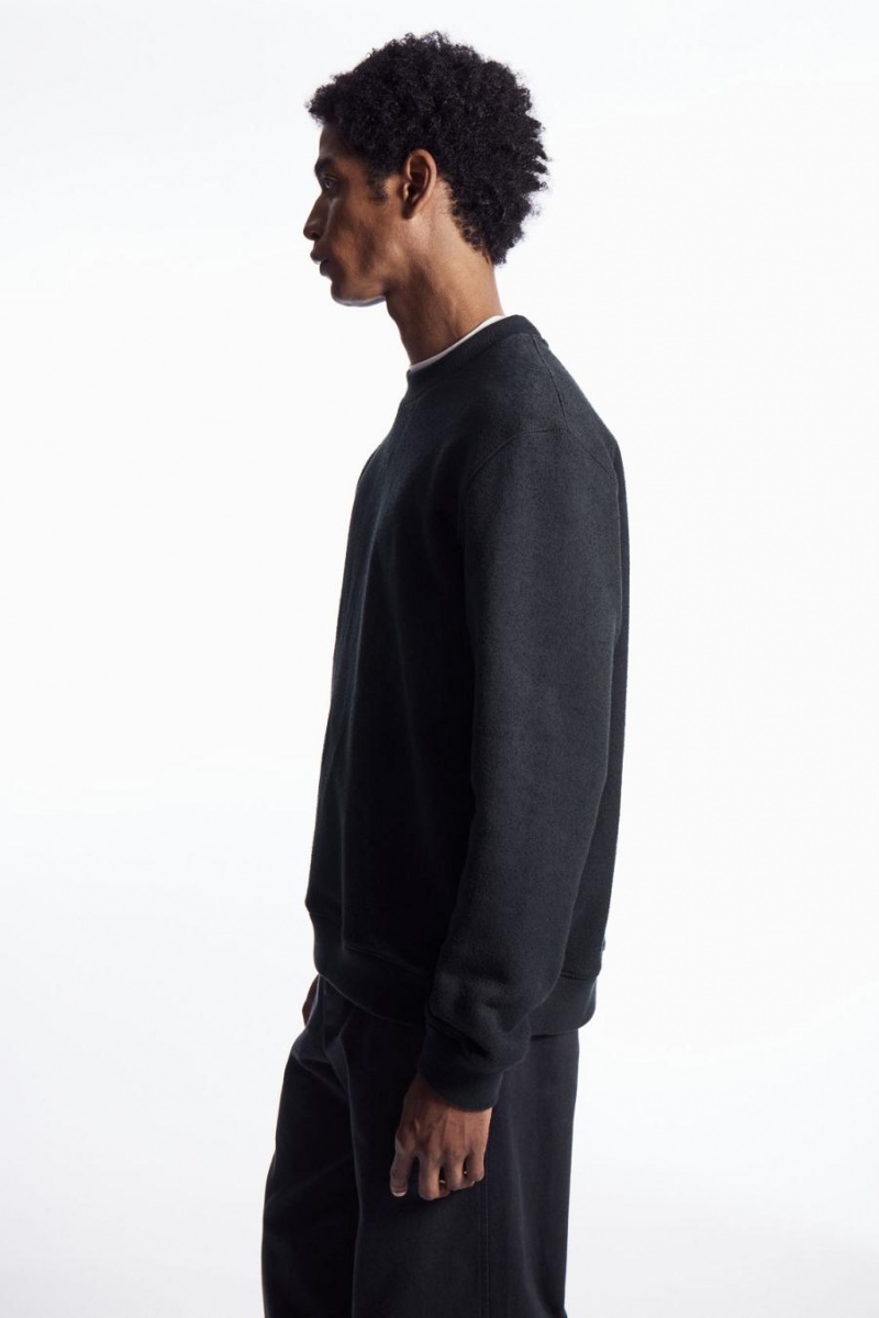 COS Textured-jersey Pulóver Férfi Sötétkék | DBY-842579