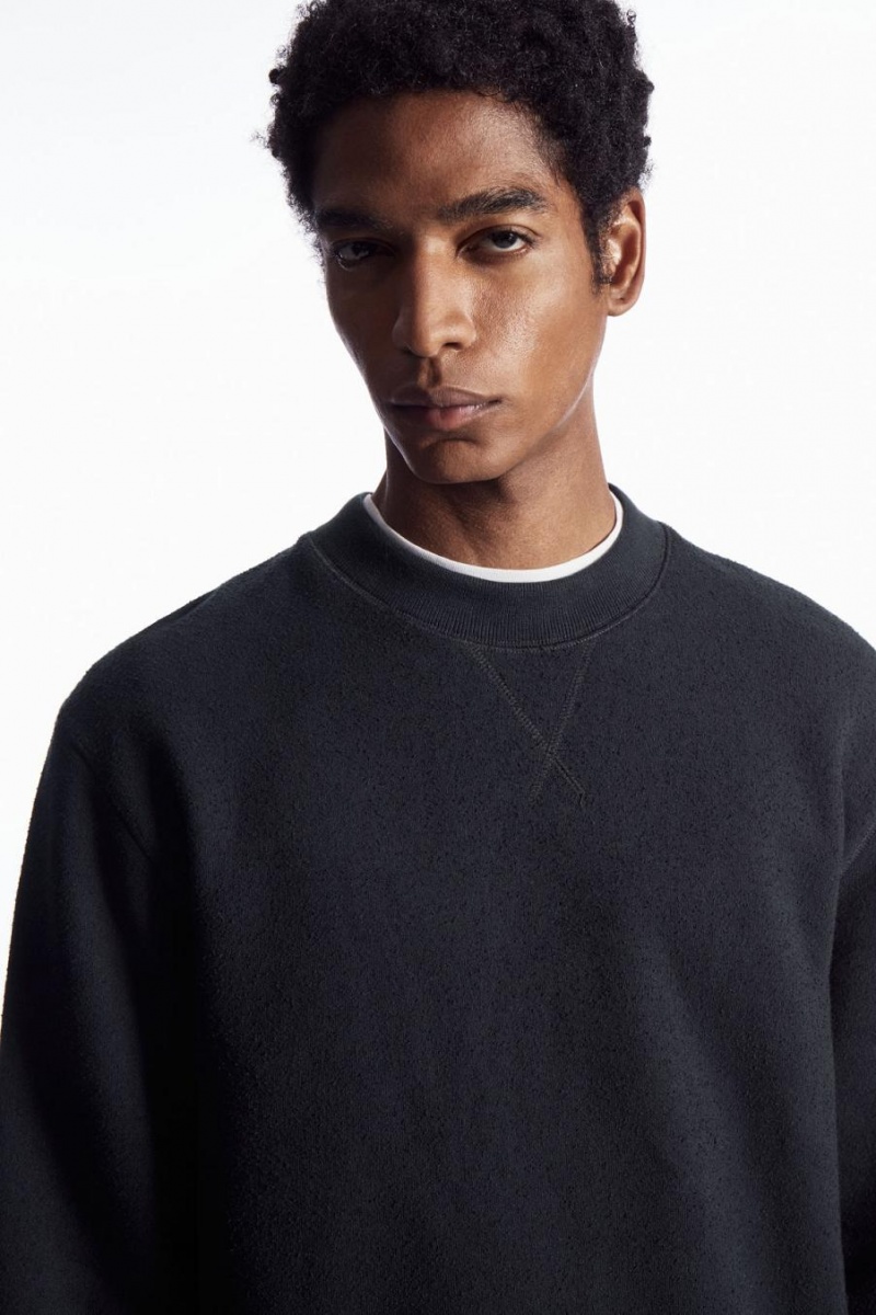 COS Textured-jersey Pulóver Férfi Sötétkék | DBY-842579