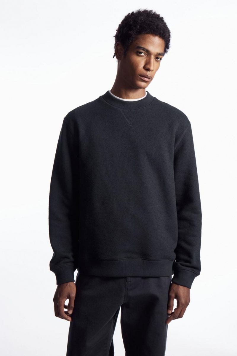 COS Textured-jersey Pulóver Férfi Sötétkék | DBY-842579