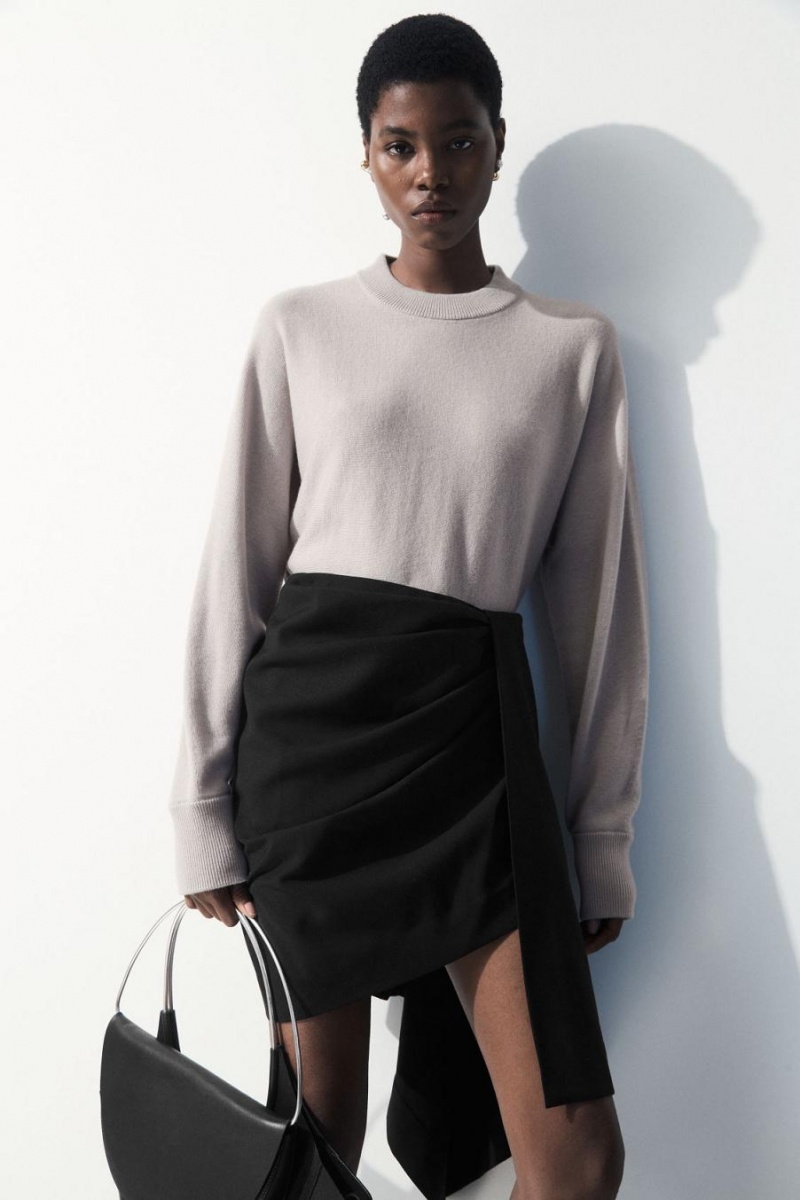 COS The Asymmetric Draped Mini Szoknya Női Fekete | FKR-564203