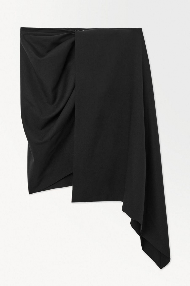 COS The Asymmetric Draped Mini Szoknya Női Fekete | FKR-564203