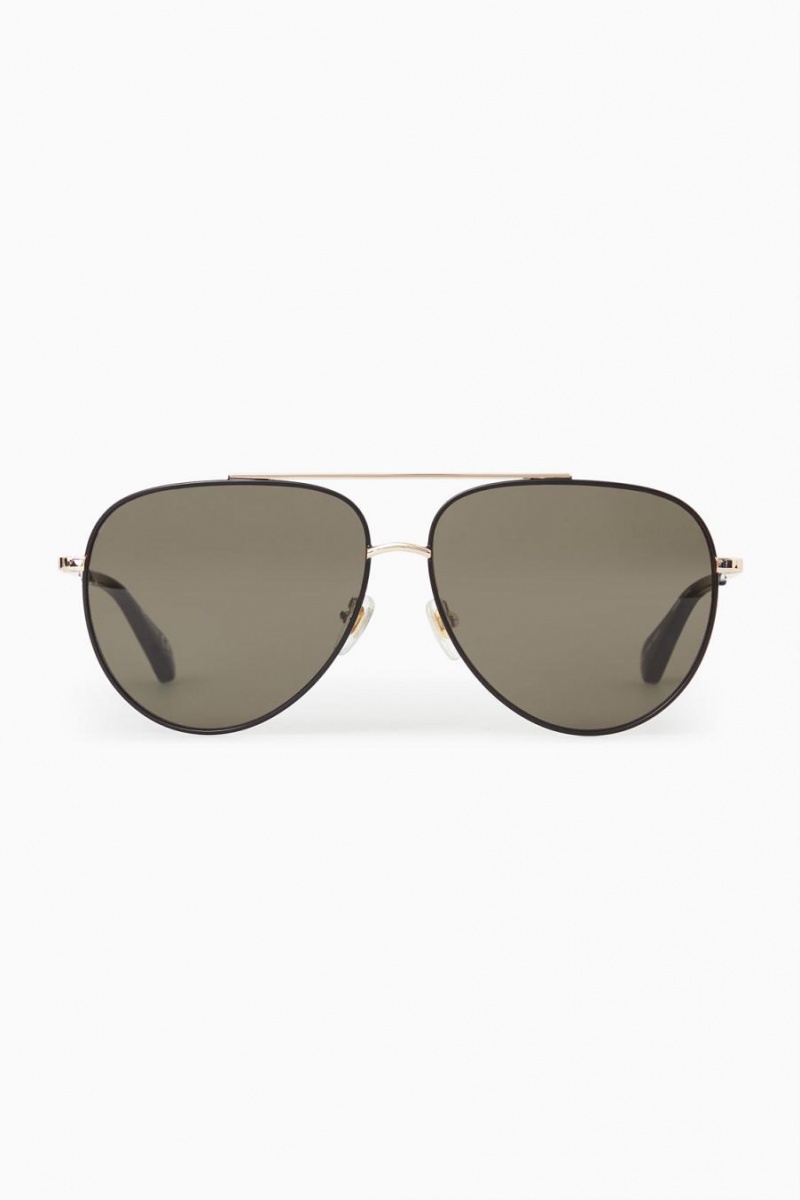 COS The Aviator Metal Napszemüvegek Női Arany Fekete | HVP-840135