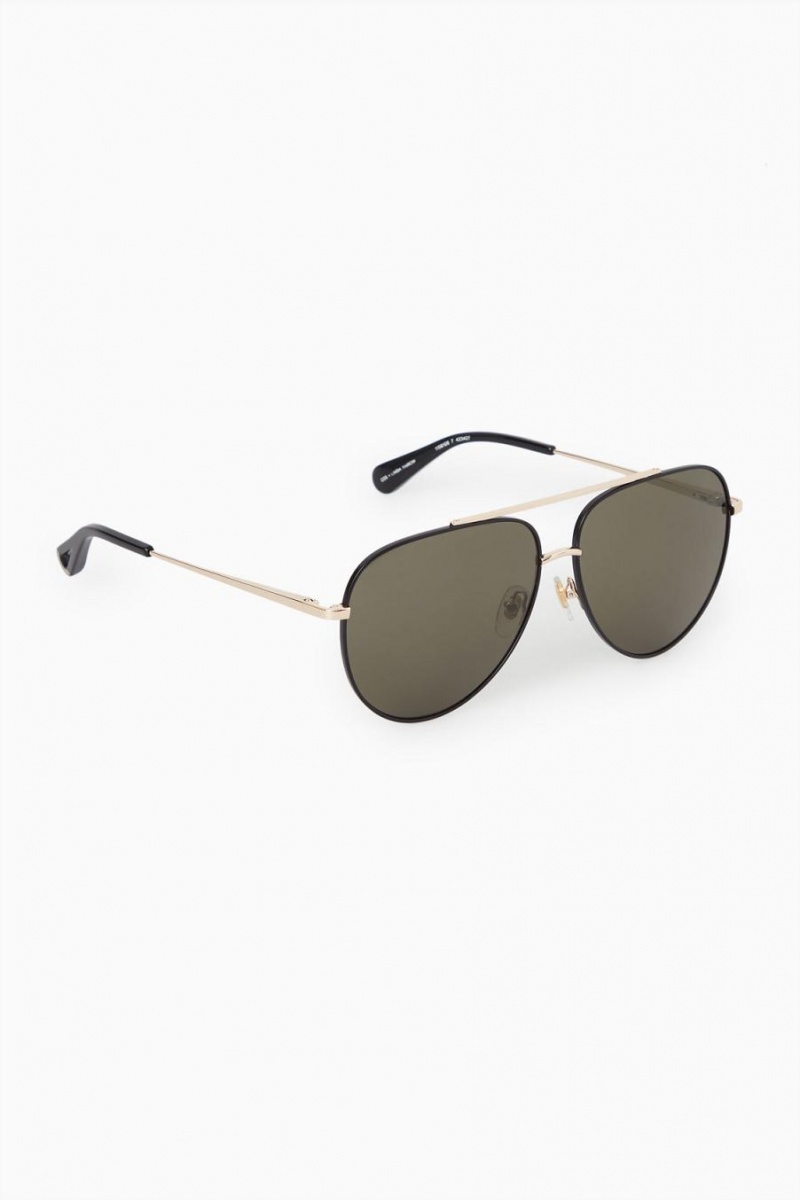 COS The Aviator Metal Napszemüvegek Női Arany Fekete | HVP-840135