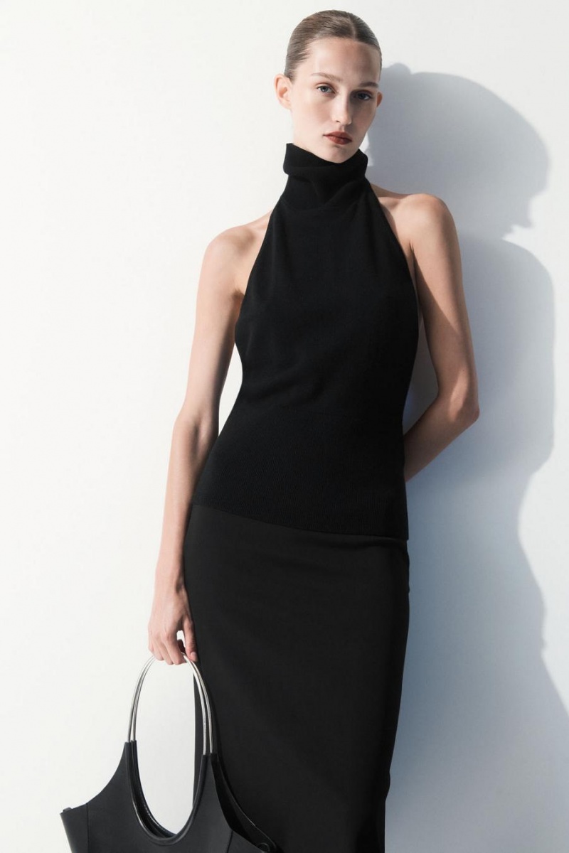 COS The Backless Cashmere Felső Női Fekete | DOL-574291