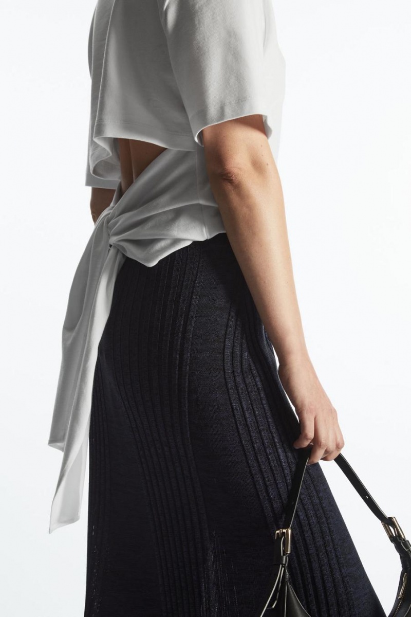 COS The Bow Back Póló Női Fehér | JIN-613729