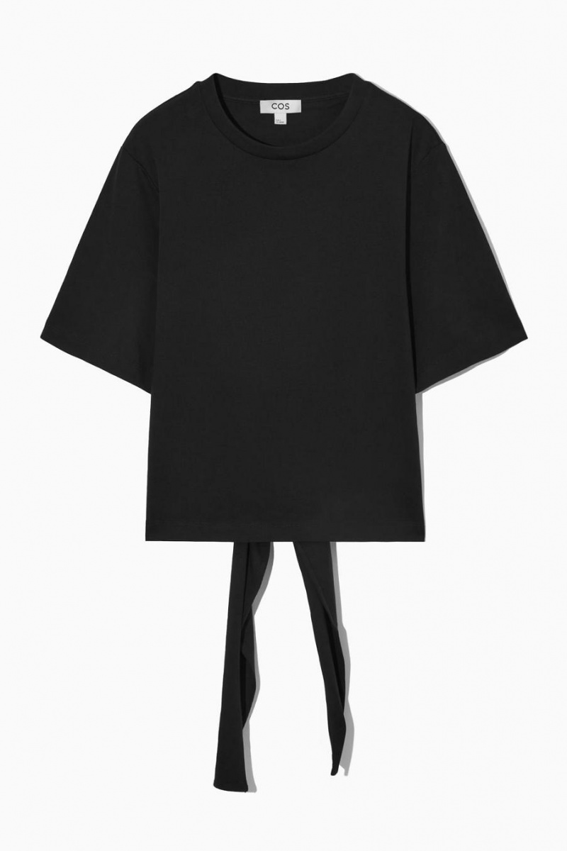 COS The Bow Back Póló Női Fekete | JRA-981376