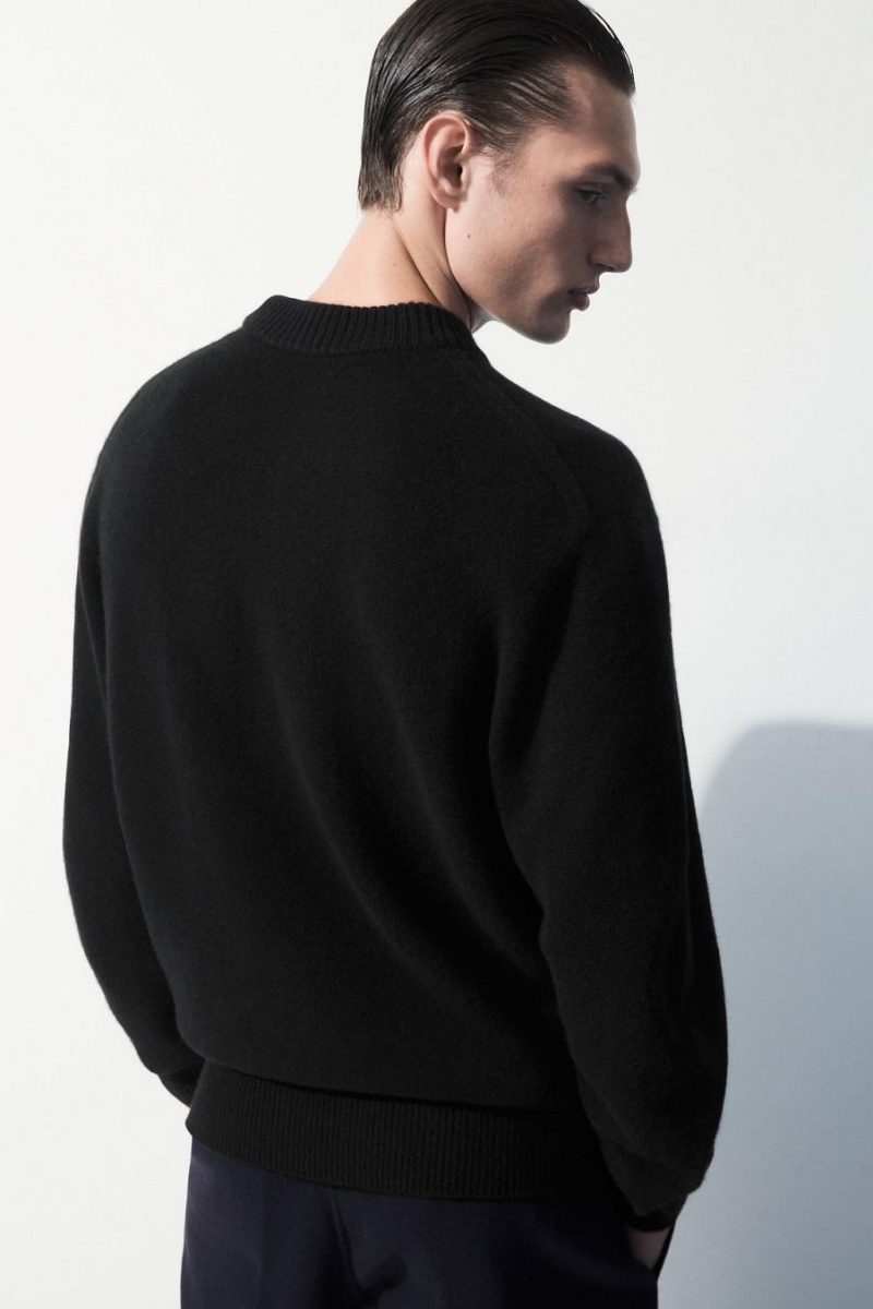 COS The Cashmere Crew-neck Jumpers Férfi Fekete | MVN-365047