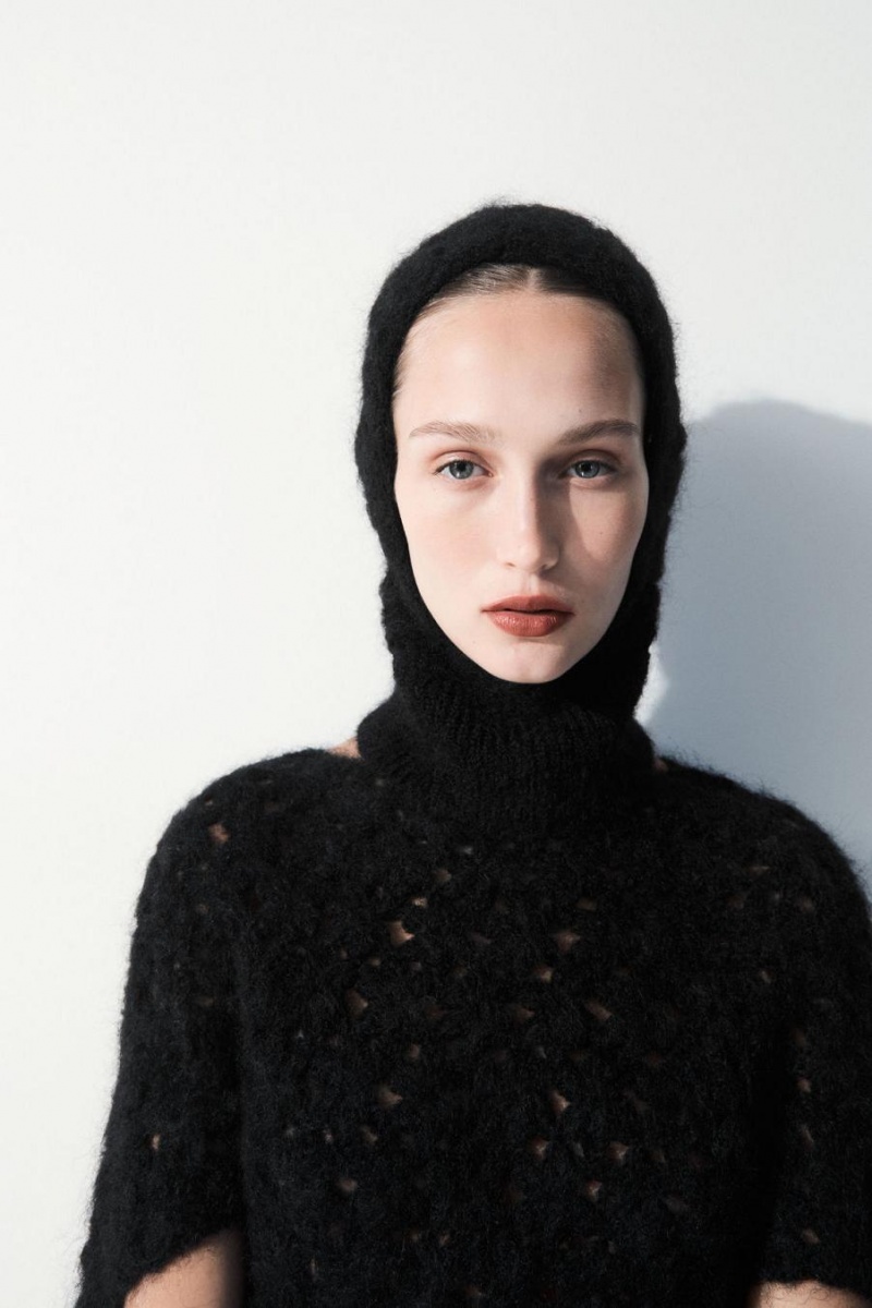 COS The Crochet-knit Balaclava Női Fekete | ZHF-561347